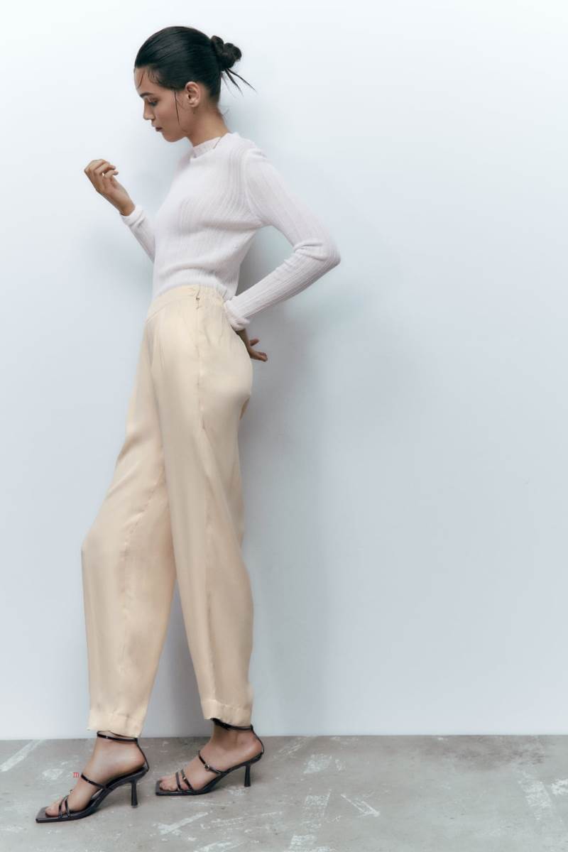 ZARA SATIN Mjukisbyxor Dam Vita | ERKCH-8970