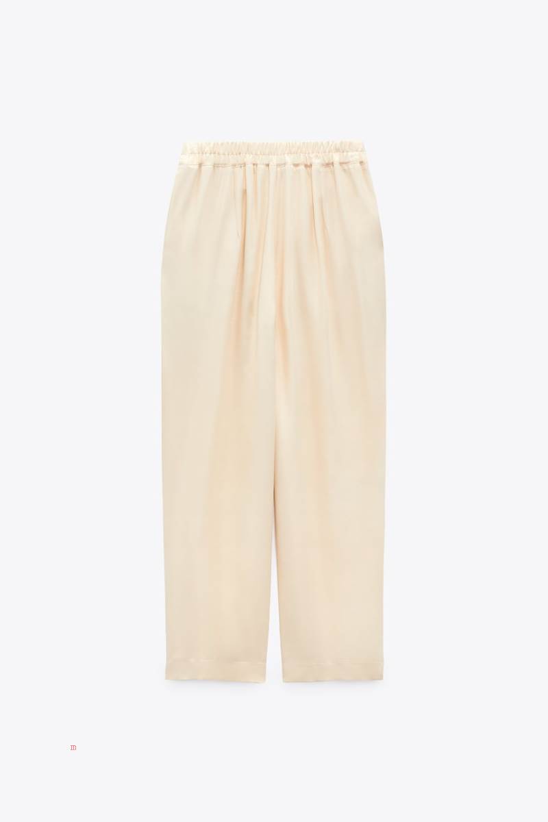 ZARA SATIN Mjukisbyxor Dam Vita | ERKCH-8970