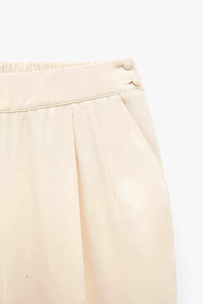 ZARA SATIN Mjukisbyxor Dam Vita | ERKCH-8970