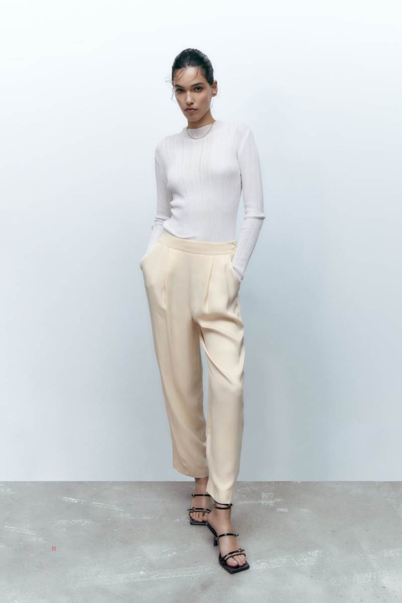 ZARA SATIN Mjukisbyxor Dam Vita | ERKCH-8970