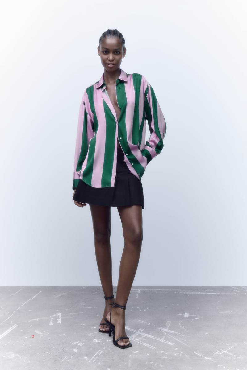 ZARA SATIN OVERSIZE Skjorta Dam Blå | UPSWL-3842