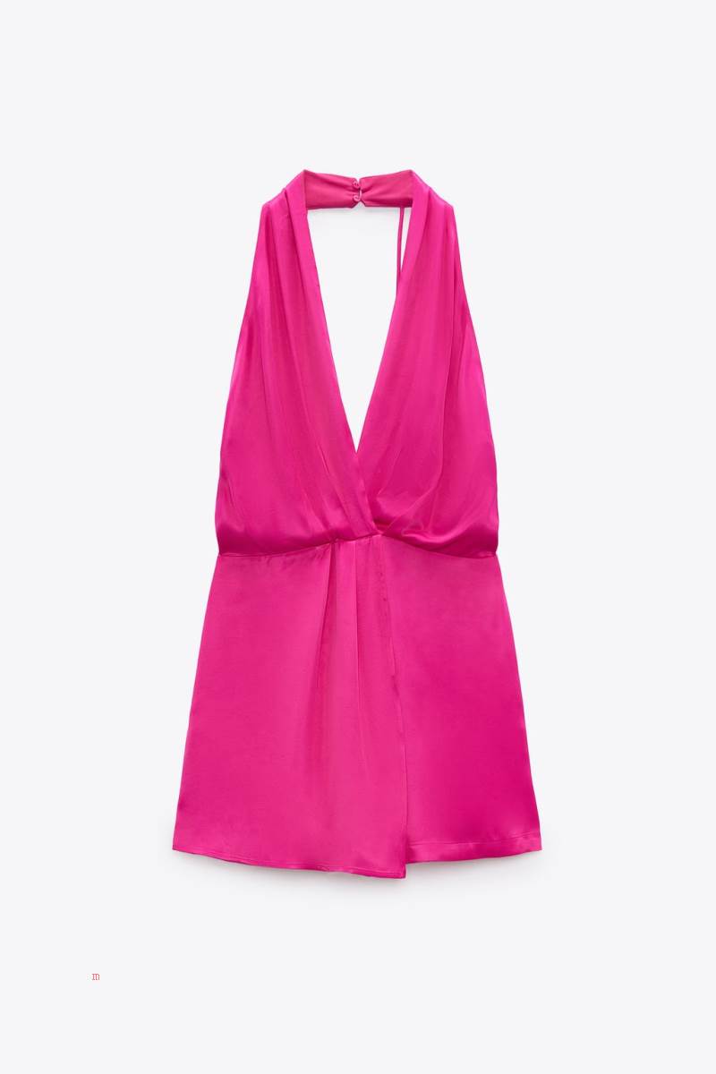 ZARA SATIN Playsuit Dam Fuchsia | VPARO-5290
