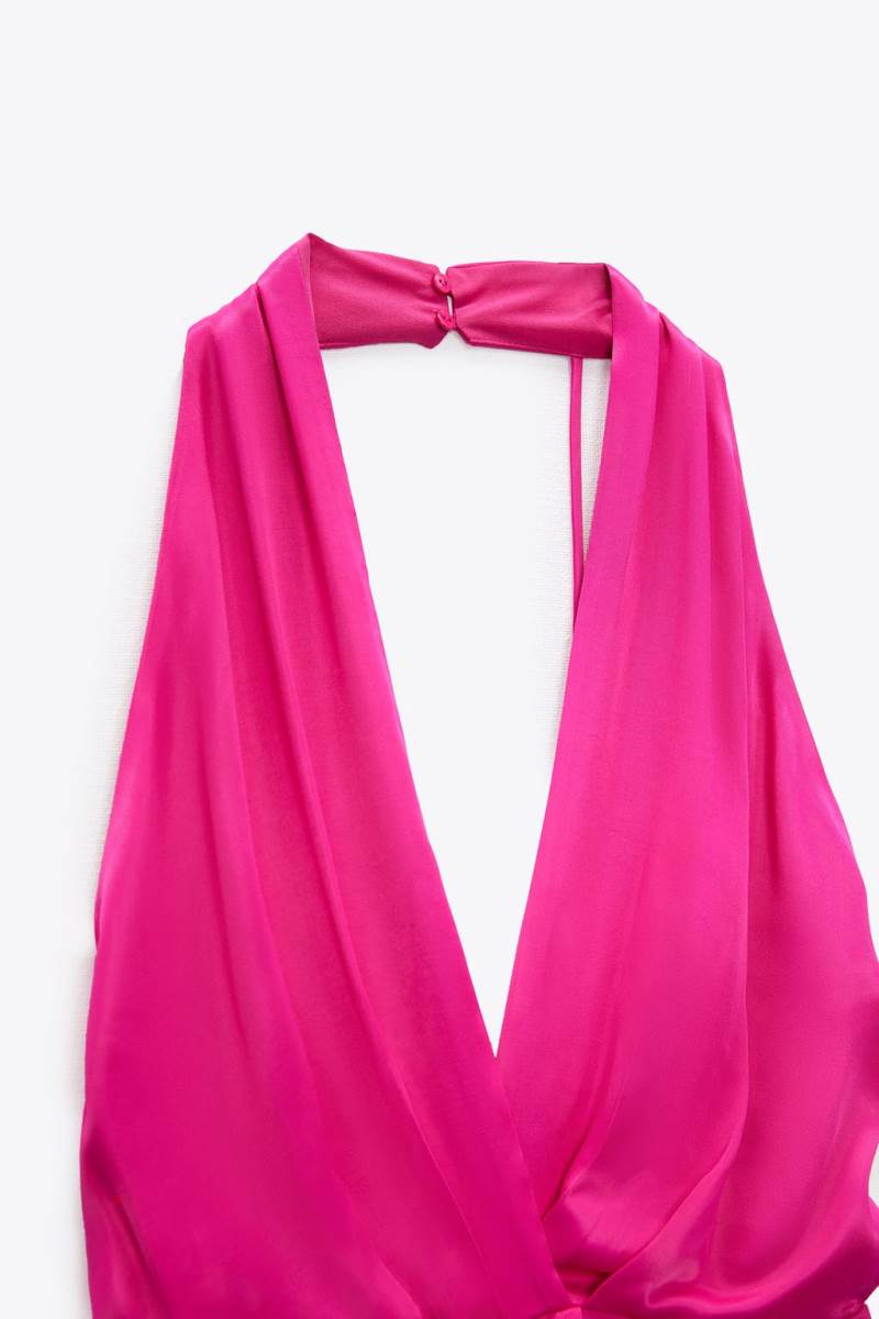 ZARA SATIN Playsuit Dam Fuchsia | VPARO-5290