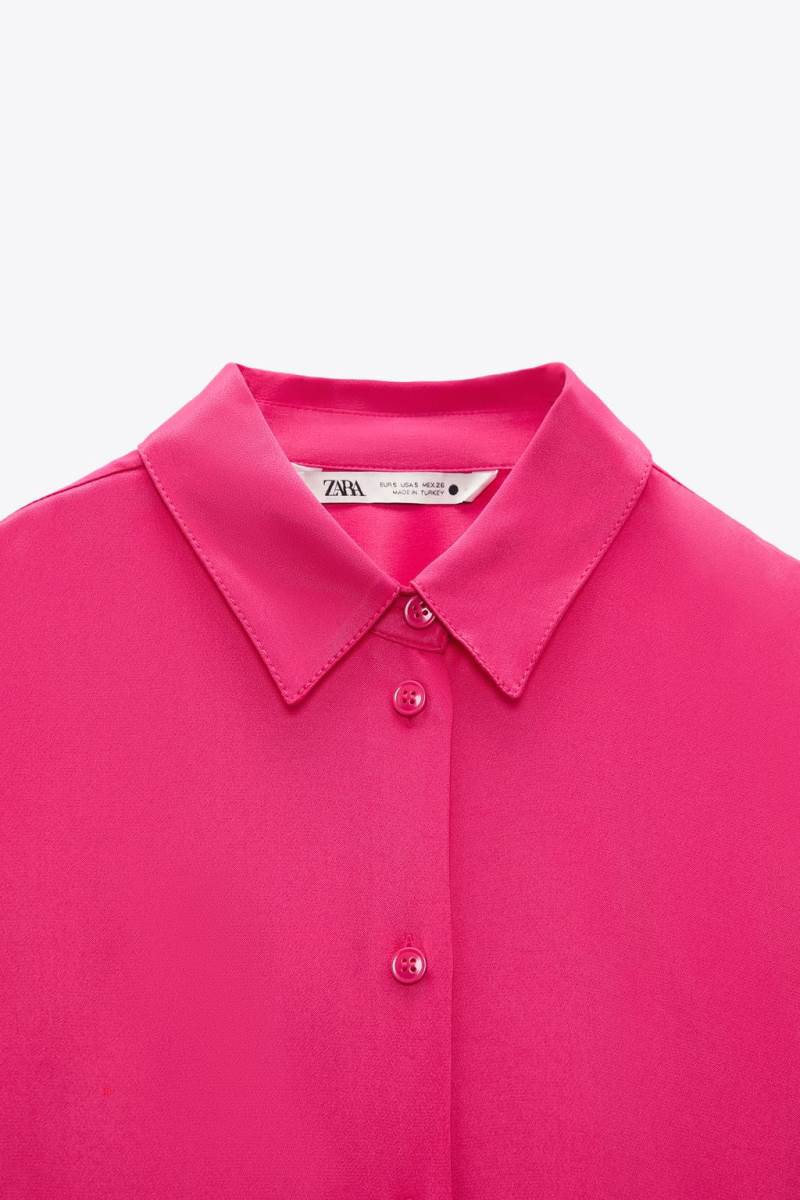 ZARA SATIN Skjorta Dam Fuchsia | TEYWD-0179