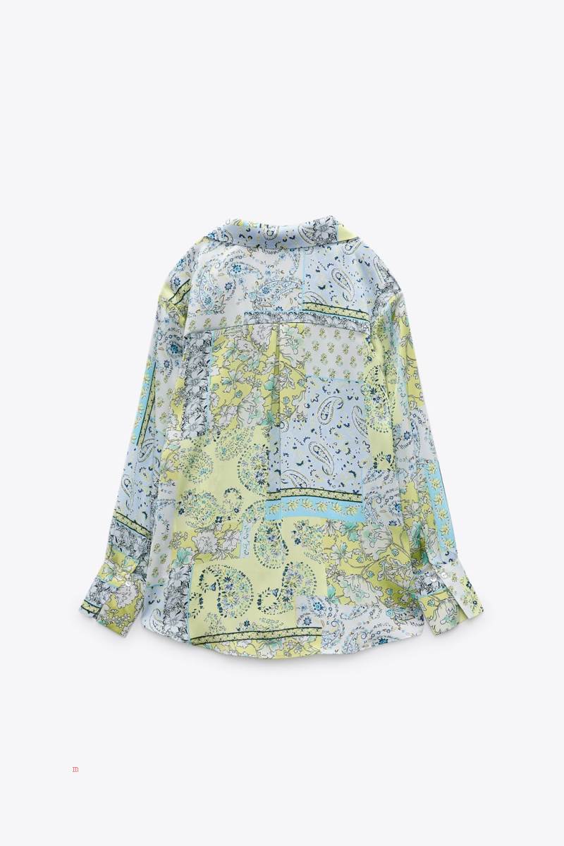 ZARA SATIN Skjorta Dam Gröna | PKCQD-4560