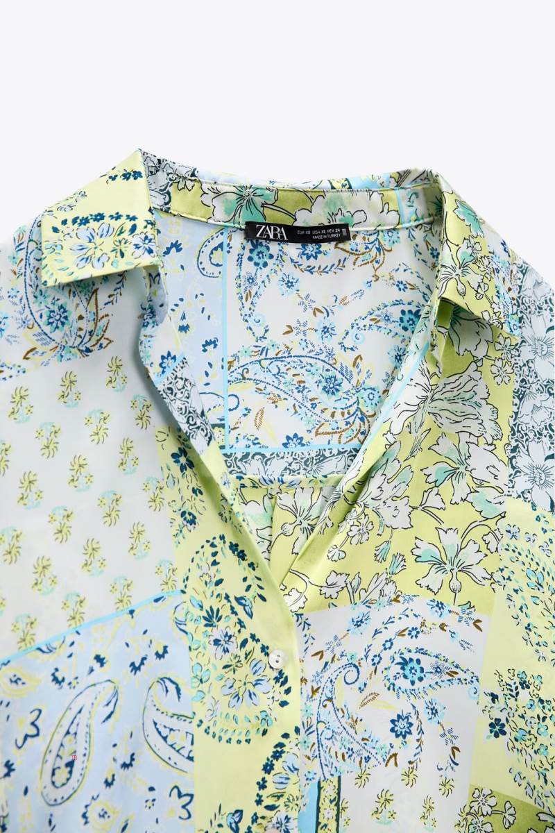 ZARA SATIN Skjorta Dam Gröna | PKCQD-4560