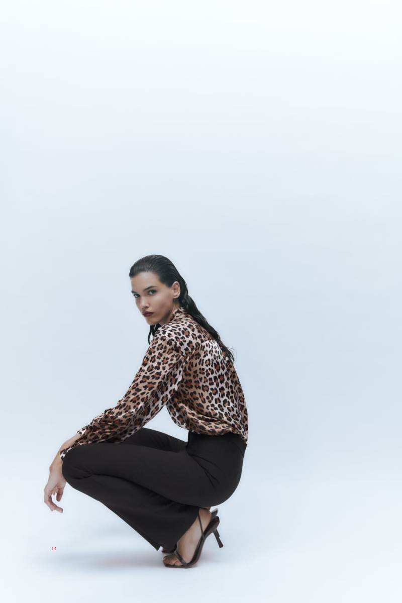 ZARA SATIN Skjorta Dam Leopard | EJAYM-4571