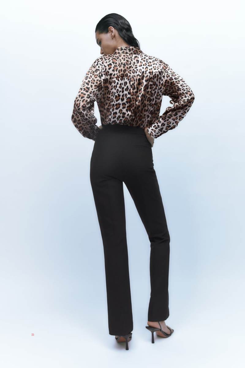 ZARA SATIN Skjorta Dam Leopard | EJAYM-4571