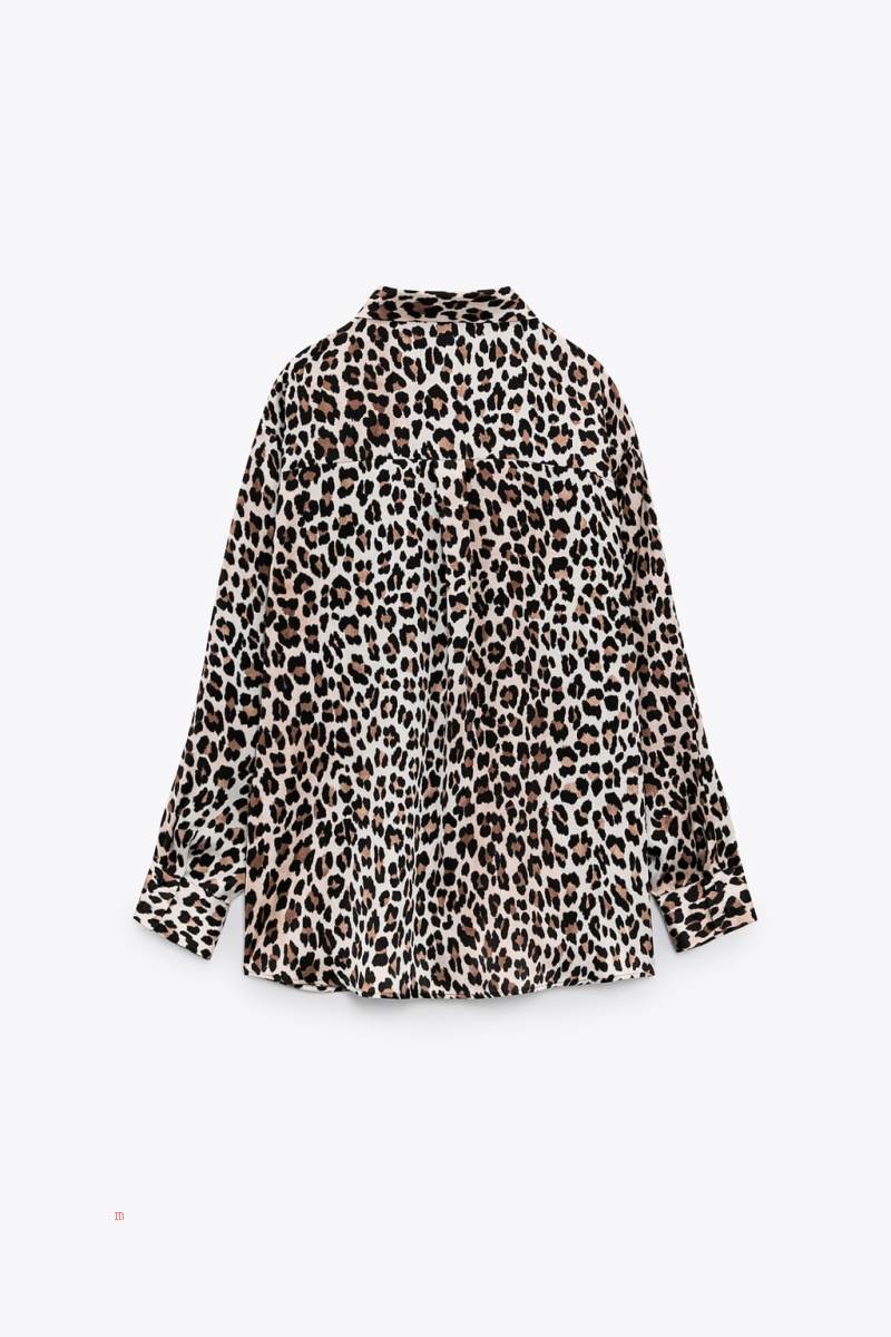 ZARA SATIN Skjorta Dam Leopard | EJAYM-4571