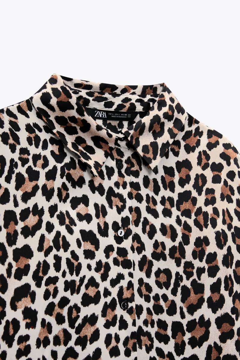 ZARA SATIN Skjorta Dam Leopard | EJAYM-4571
