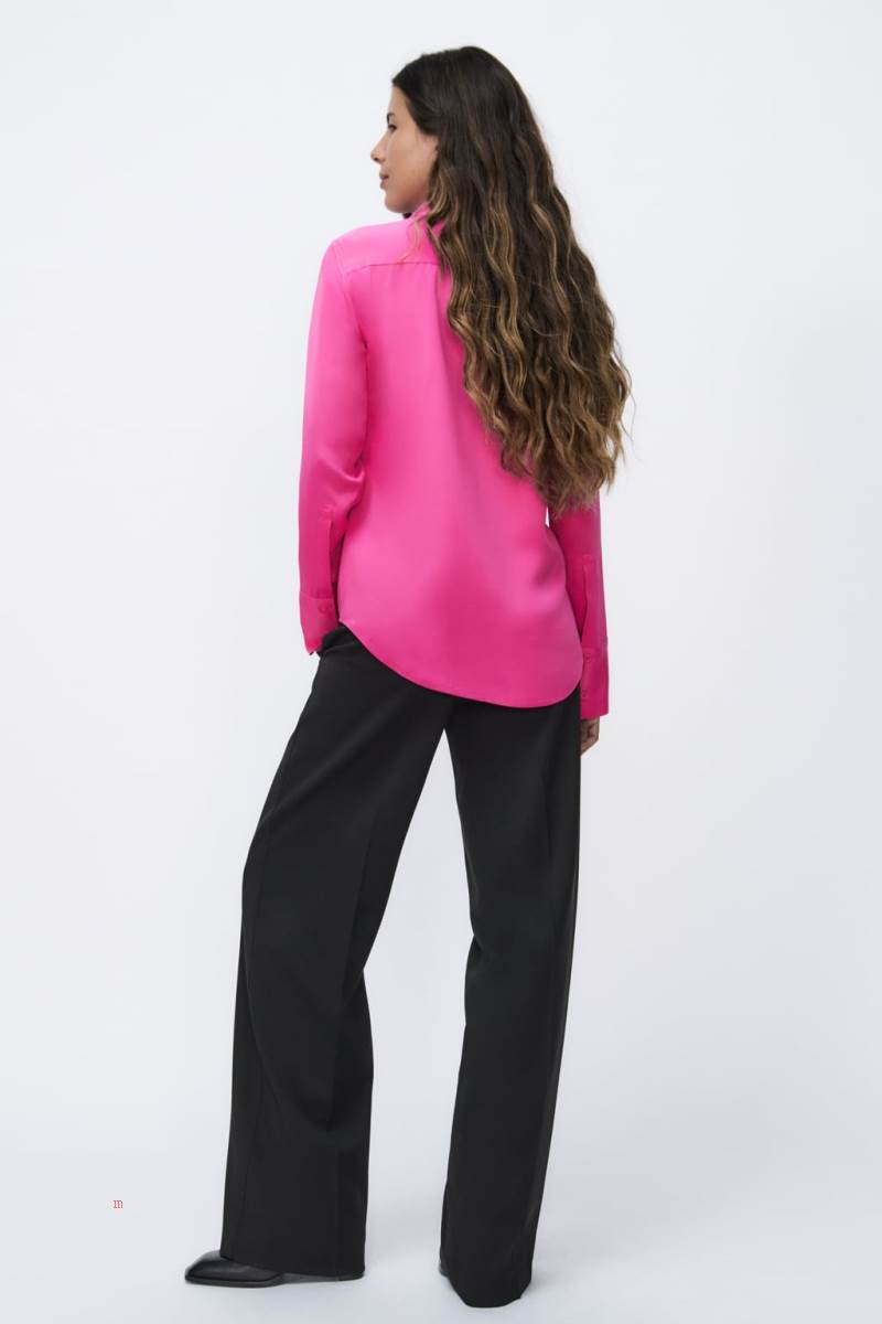 ZARA SATIN Skjorta Dam Rosa | LNMFH-6841