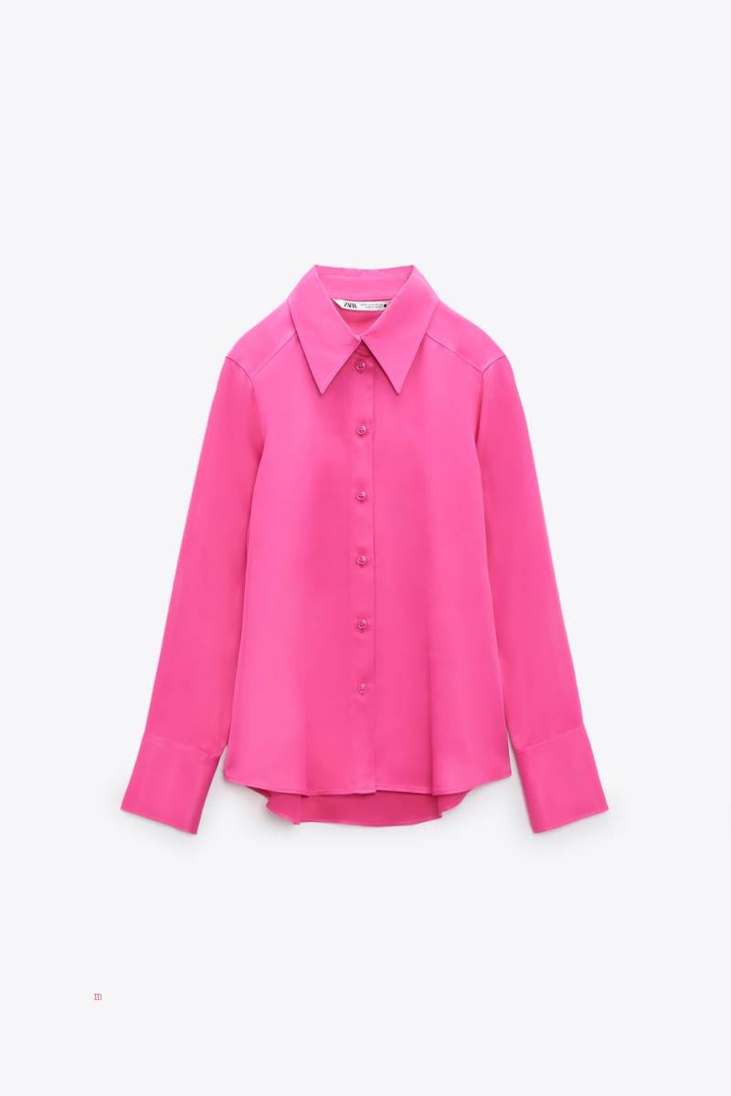 ZARA SATIN Skjorta Dam Rosa | LNMFH-6841