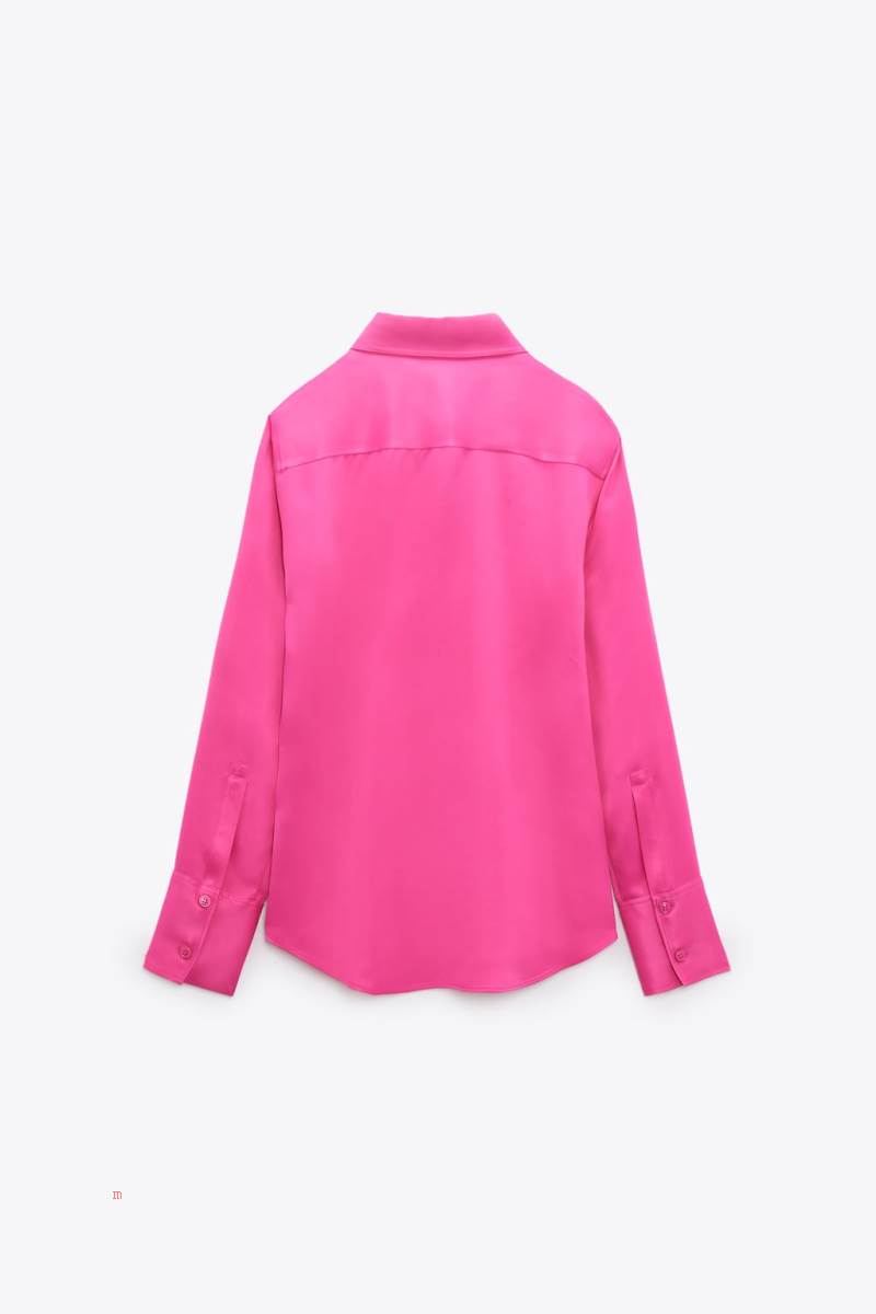 ZARA SATIN Skjorta Dam Rosa | LNMFH-6841