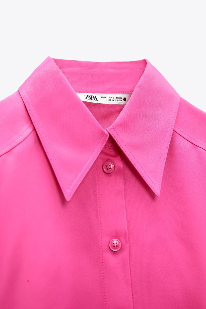 ZARA SATIN Skjorta Dam Rosa | LNMFH-6841