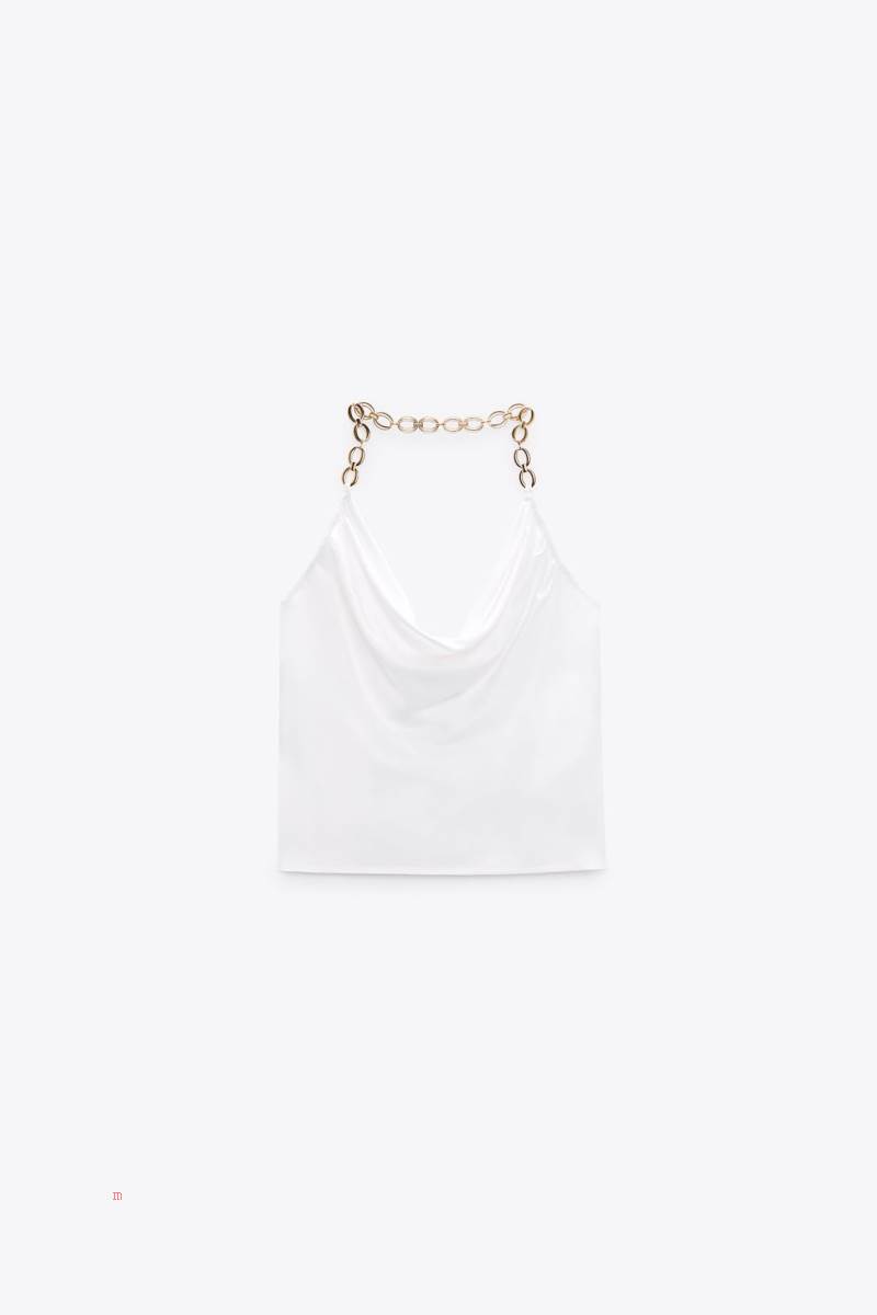ZARA SATIN TOP WITH CHAIN Crop Top Dam Vita | CKTHX-0671