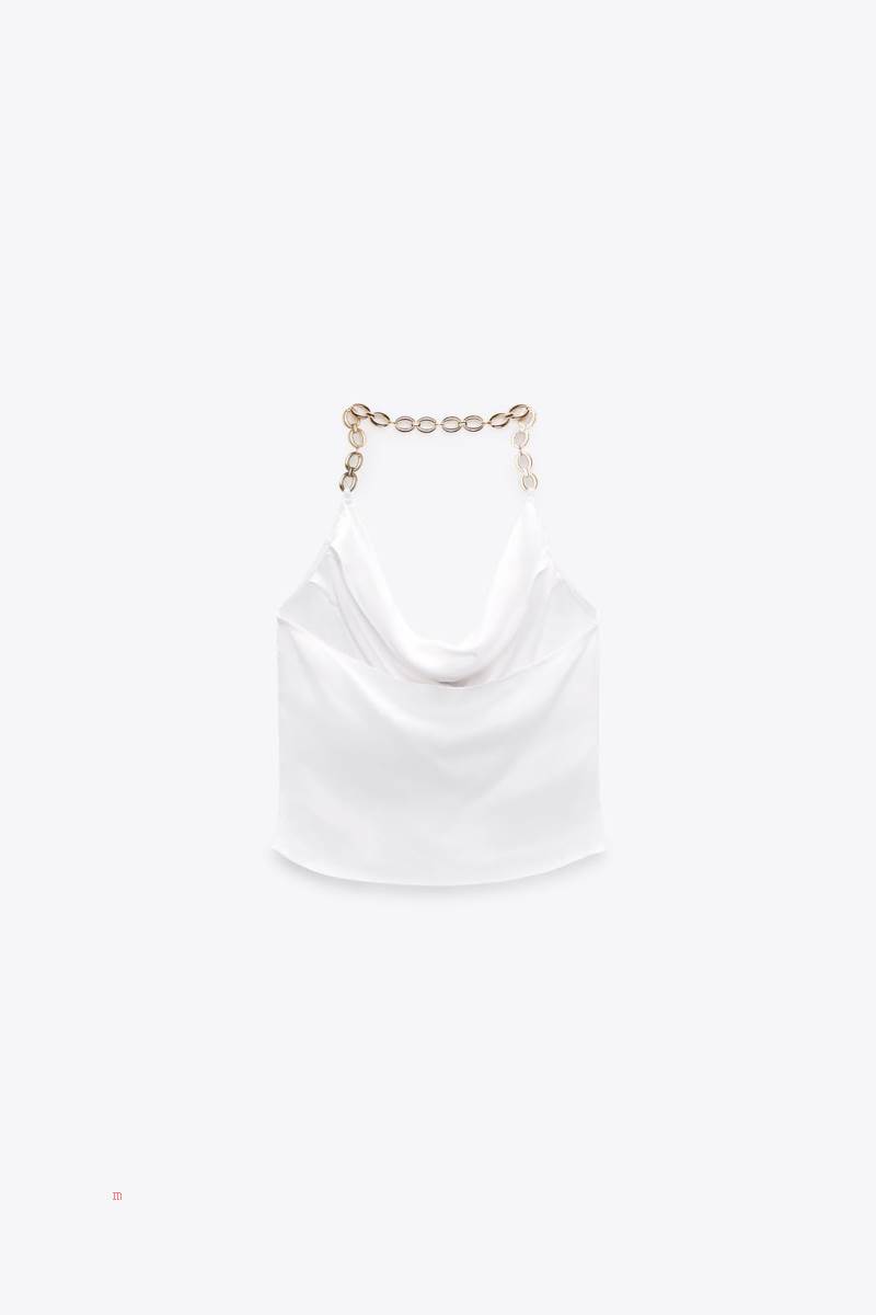 ZARA SATIN TOP WITH CHAIN Crop Top Dam Vita | CKTHX-0671