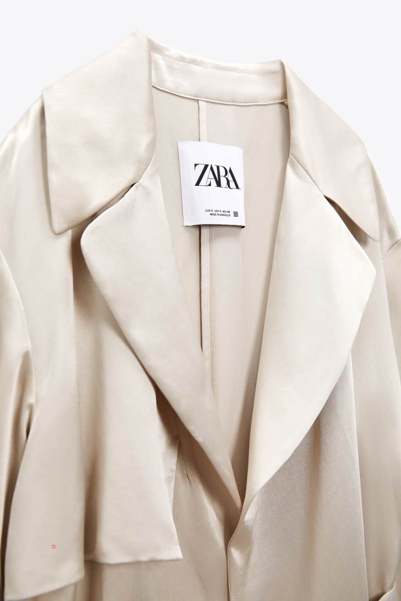 ZARA SATIN TRENCH WITH BELT Rockar Dam Grå | OZMJU-4802