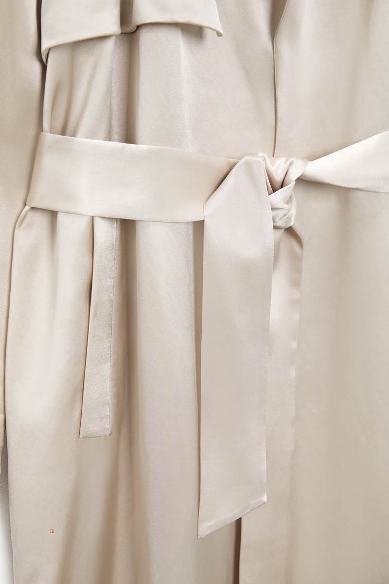 ZARA SATIN TRENCH WITH BELT Rockar Dam Grå | OZMJU-4802