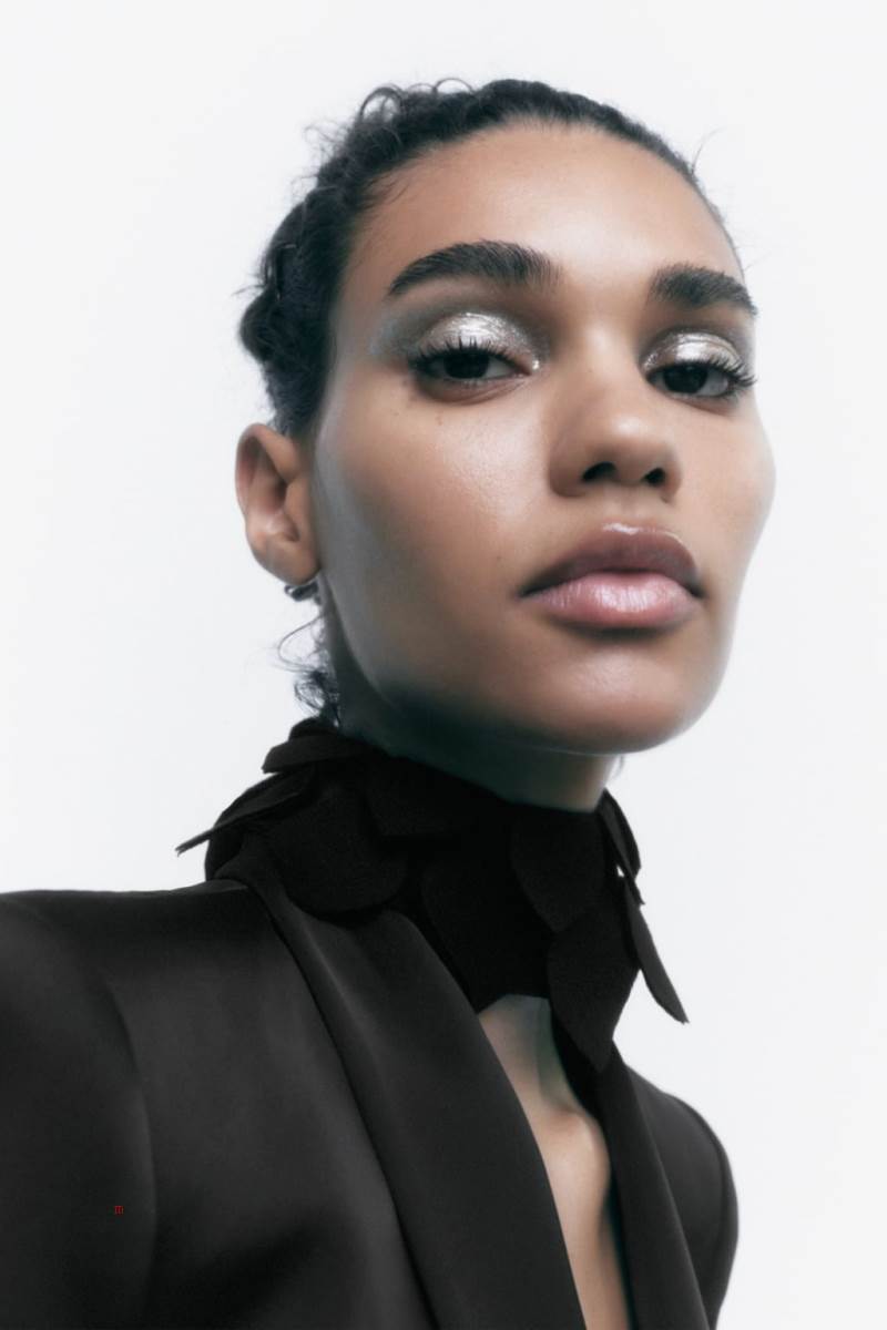 ZARA SATIN TUXEDO Blazers Dam Svarta | DEULV-2701