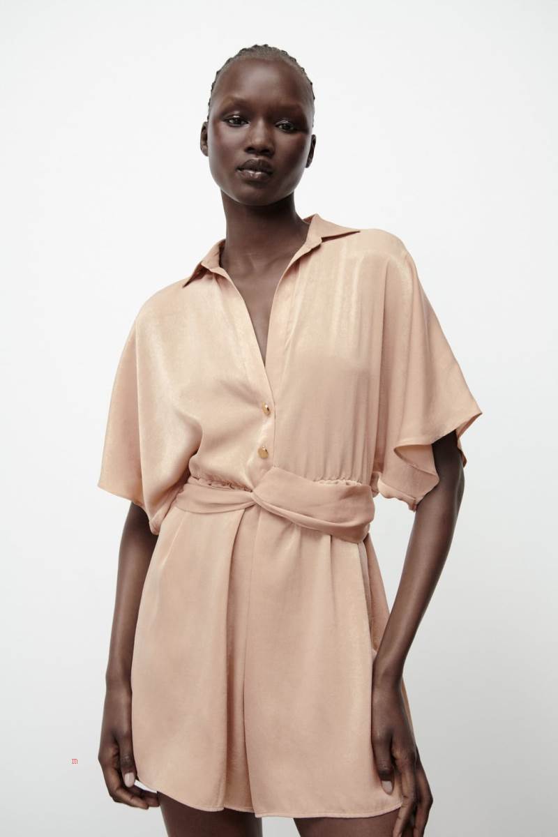 ZARA SATIN WITH KNOT Playsuit Dam Bruna | ELFHA-3290