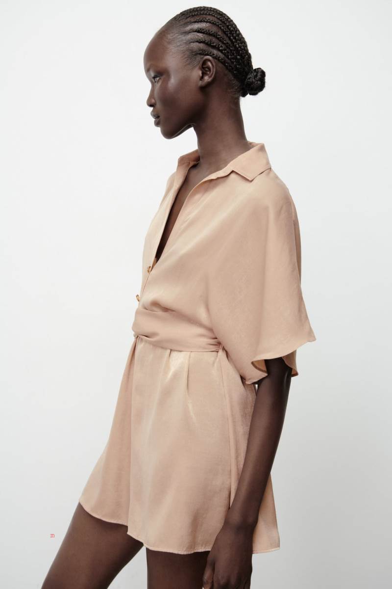 ZARA SATIN WITH KNOT Playsuit Dam Bruna | ELFHA-3290