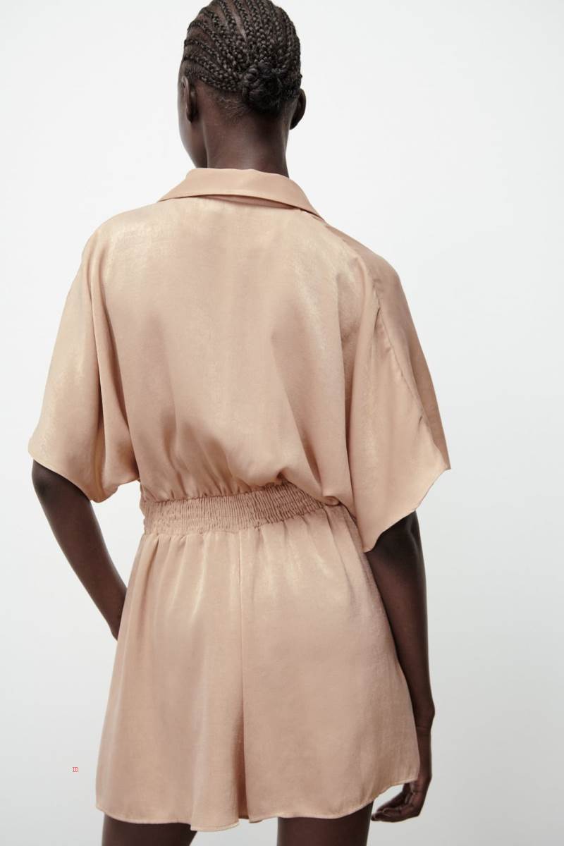 ZARA SATIN WITH KNOT Playsuit Dam Bruna | ELFHA-3290