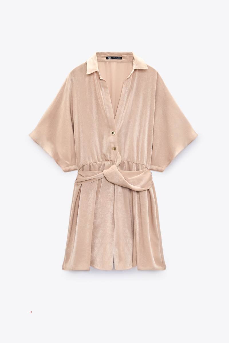 ZARA SATIN WITH KNOT Playsuit Dam Bruna | ELFHA-3290