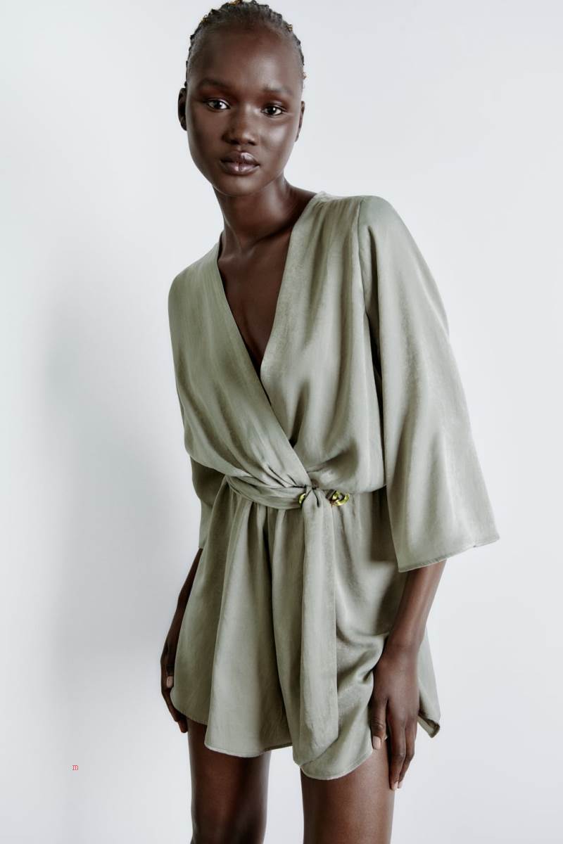ZARA SATIN WITH LINKS Playsuit Dam Khaki | JEBPG-2437