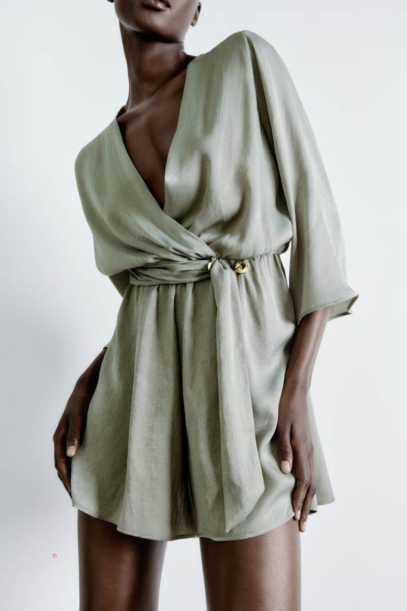 ZARA SATIN WITH LINKS Playsuit Dam Khaki | JEBPG-2437