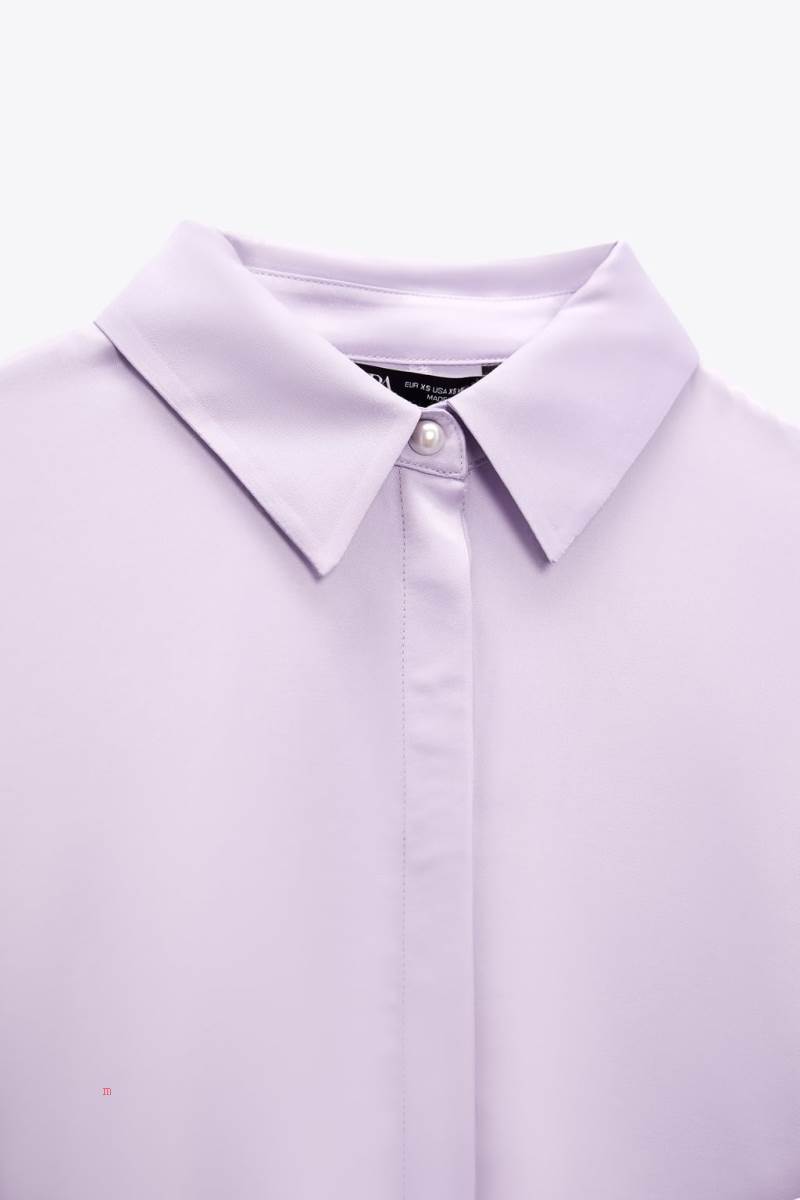 ZARA SATIN WITH TIES ON THE CUFFS Blusar Dam Ljuslila | VDTES-8726