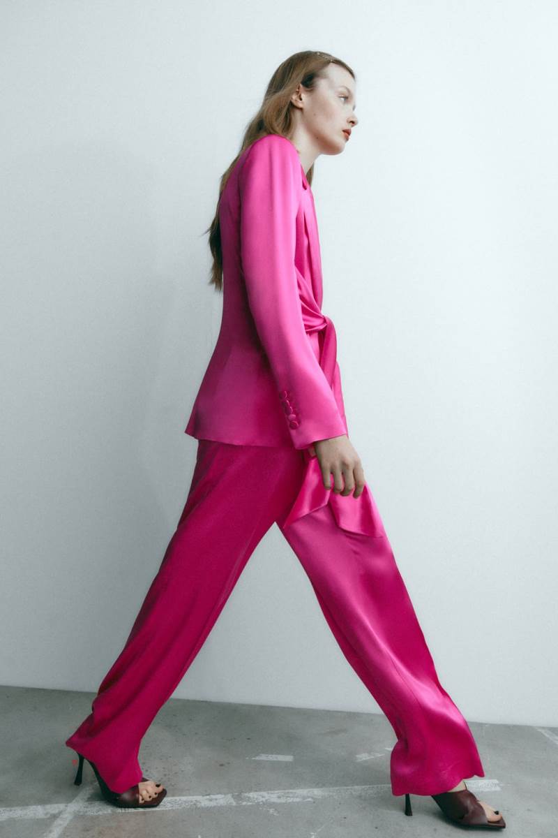 ZARA SATIN WITH TIE DETAIL Blazers Dam Fuchsia | BXKLT-0639