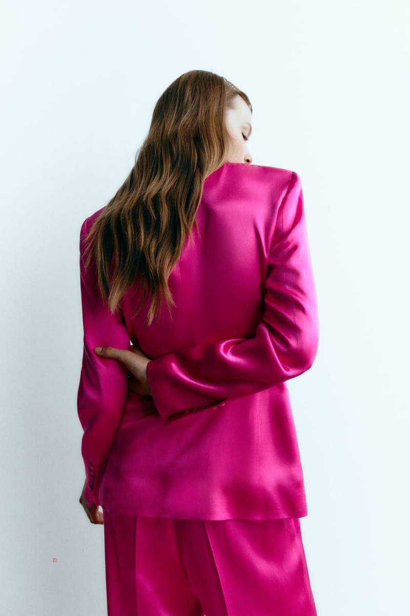 ZARA SATIN WITH TIE DETAIL Blazers Dam Fuchsia | BXKLT-0639