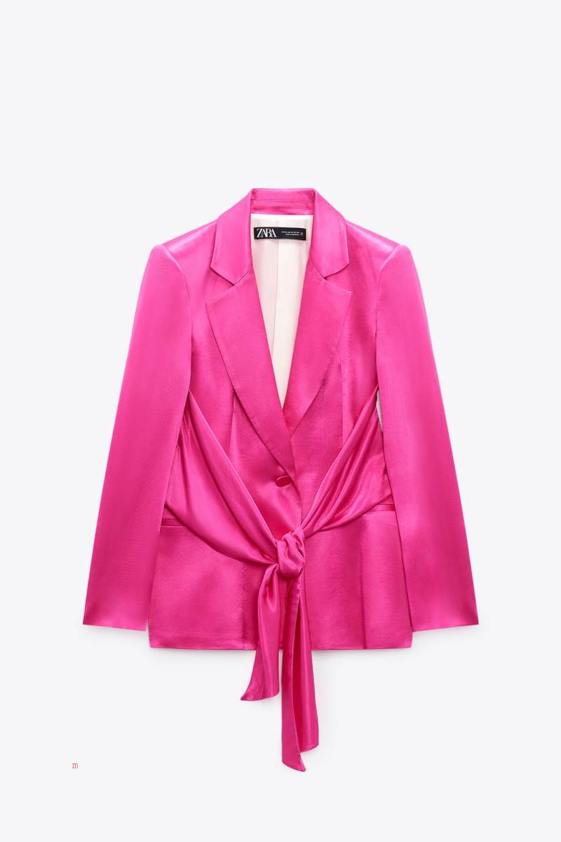 ZARA SATIN WITH TIE DETAIL Blazers Dam Fuchsia | BXKLT-0639