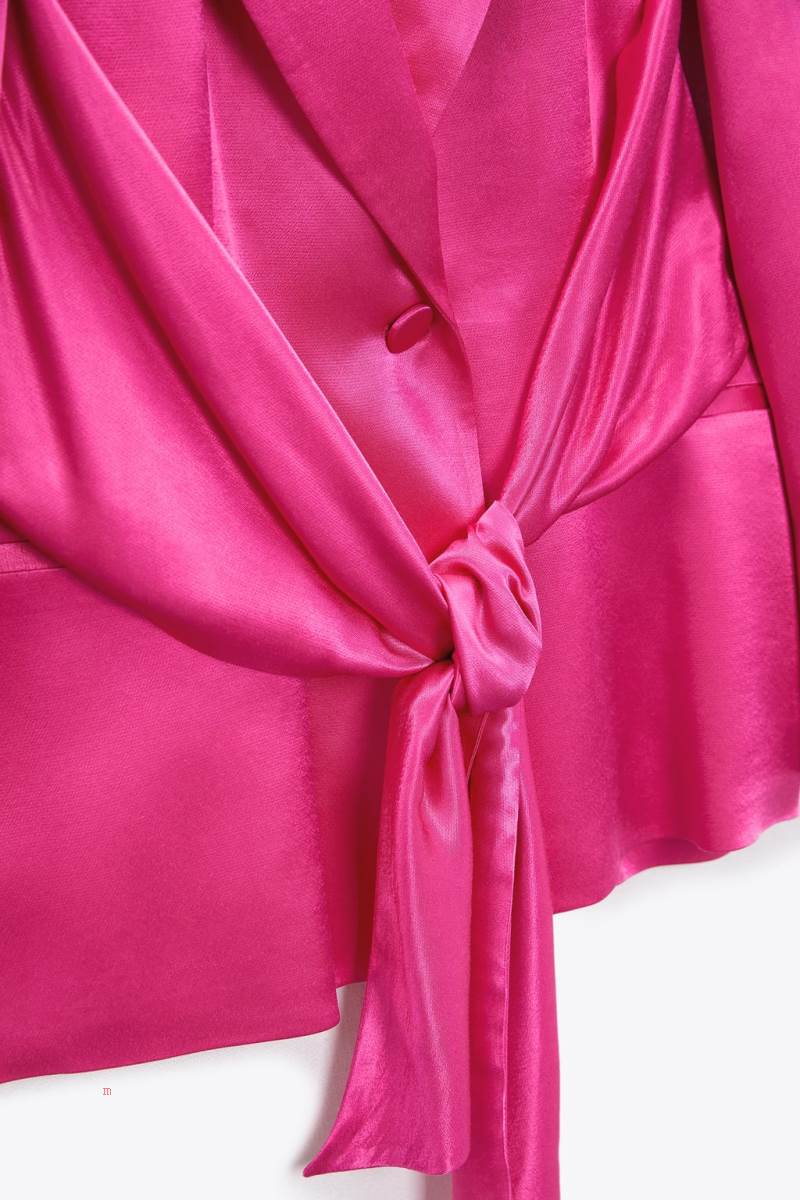 ZARA SATIN WITH TIE DETAIL Blazers Dam Fuchsia | BXKLT-0639