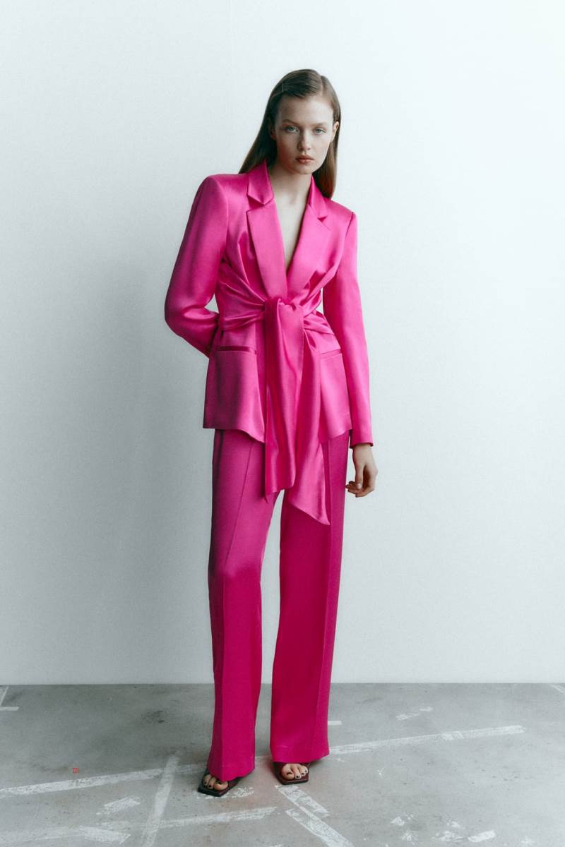 ZARA SATIN WITH TIE DETAIL Blazers Dam Fuchsia | BXKLT-0639