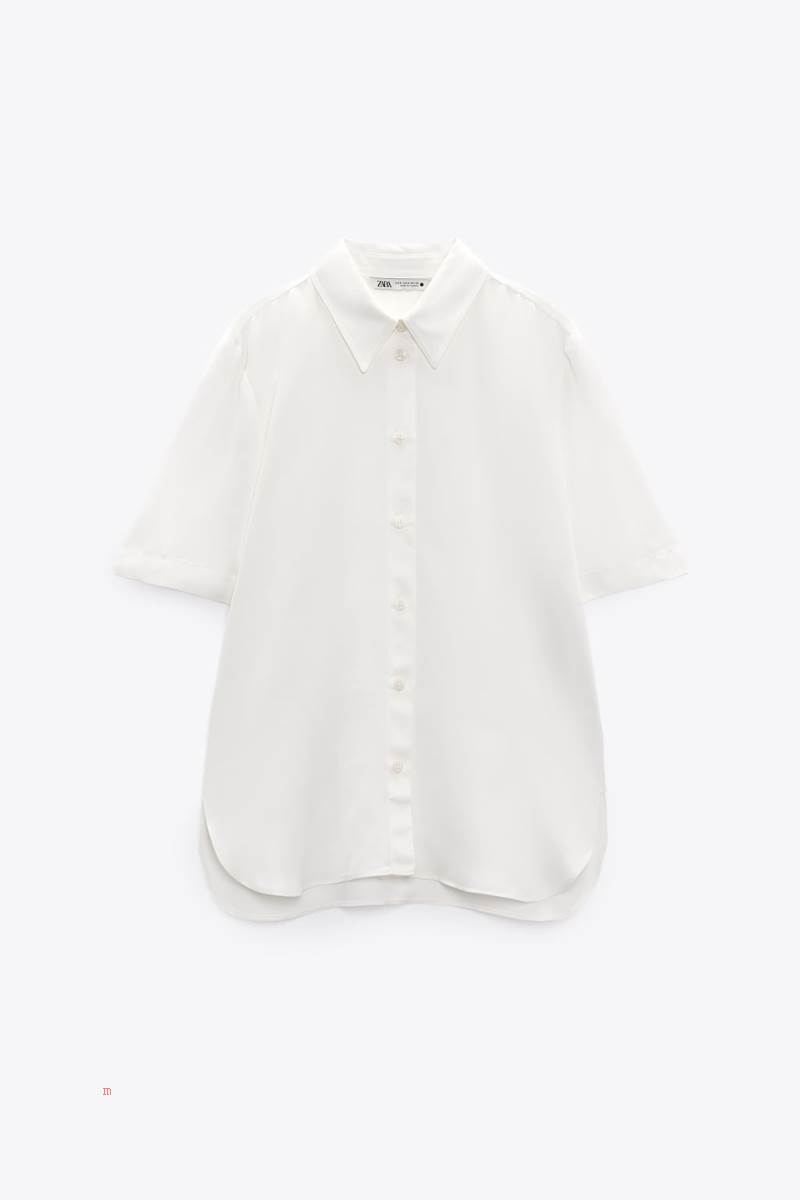 ZARA SATIN WITH VENTS Skjorta Dam Vita | OWTCE-6541