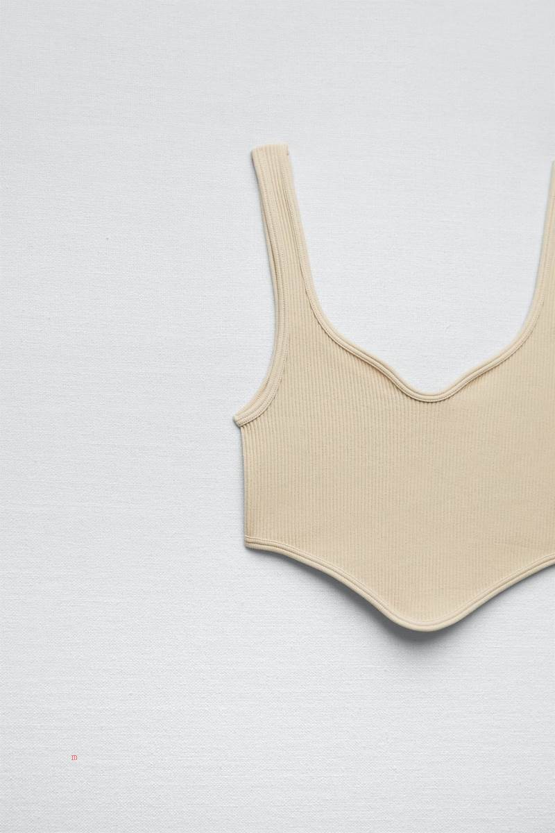 ZARA SEAMLESS CORSETRY-INSPIRED TOP Crop Top Dam Rosa Beige | ZGHWX-2538
