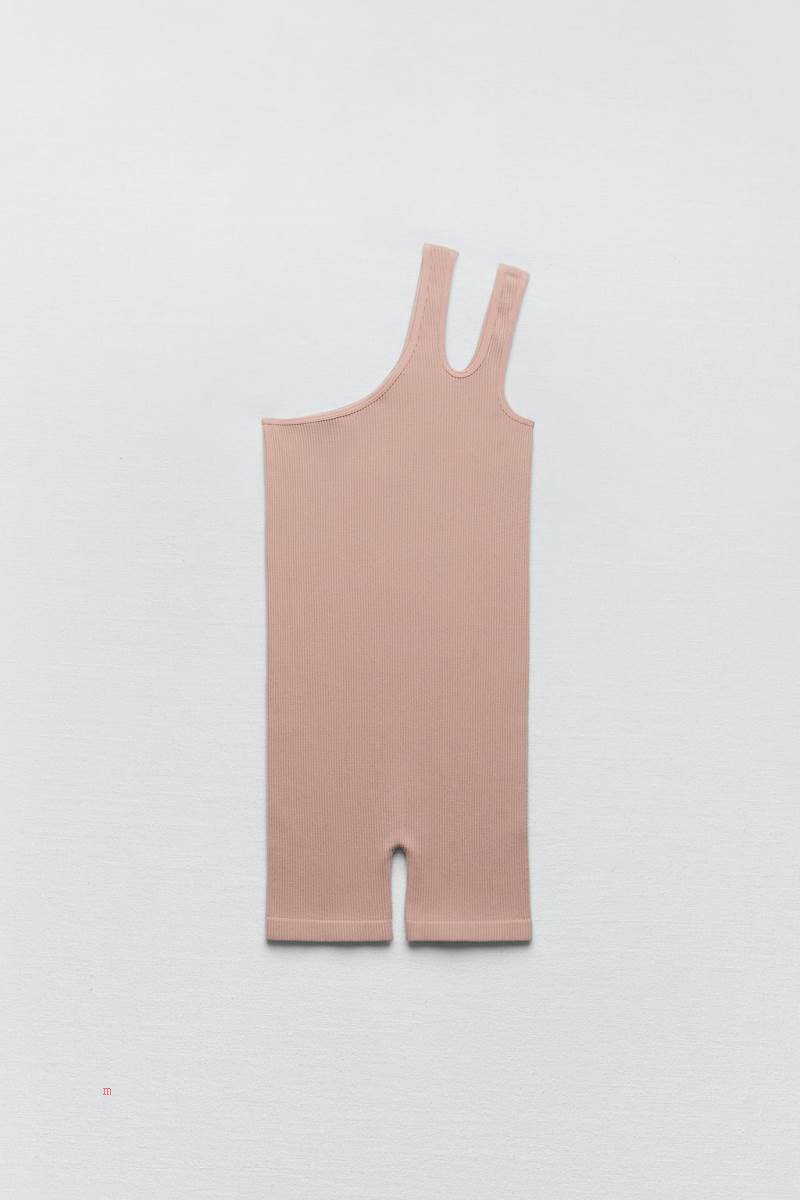 ZARA SEAMLESS Playsuit Dam Rosa Beige | DWYQV-2453