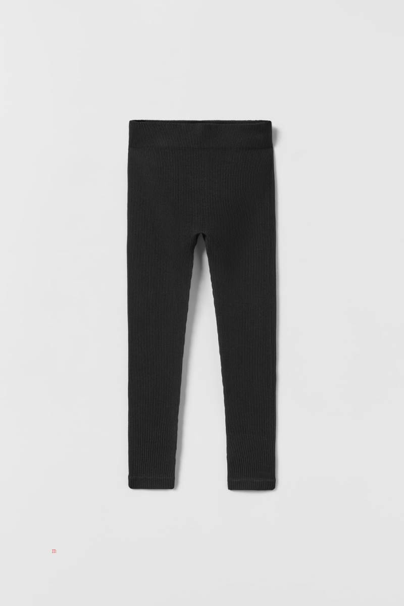 ZARA SEAMLESS RIBBED Leggings Tjej Svarta | UCYXM-1324