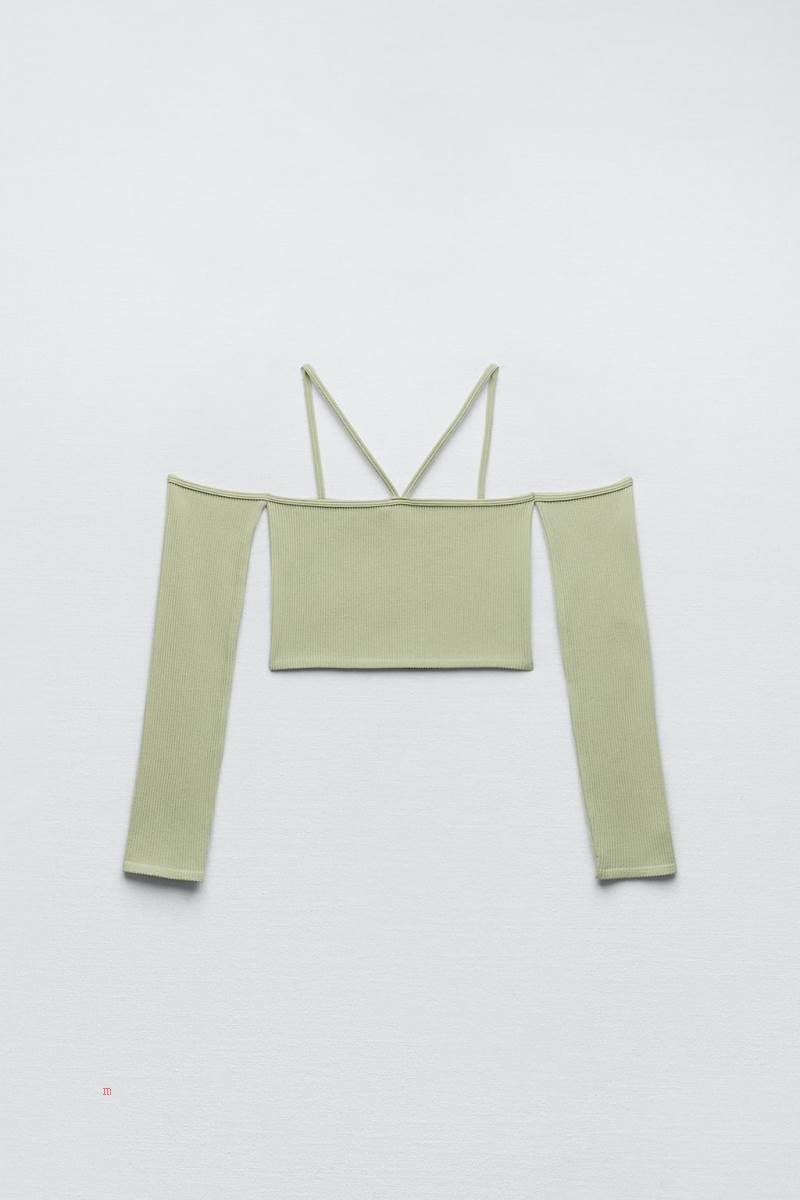 ZARA SEAMLESS TOP WITH ARM WARMERS Crop Top Dam Ljuskhaki | DMZJQ-3012