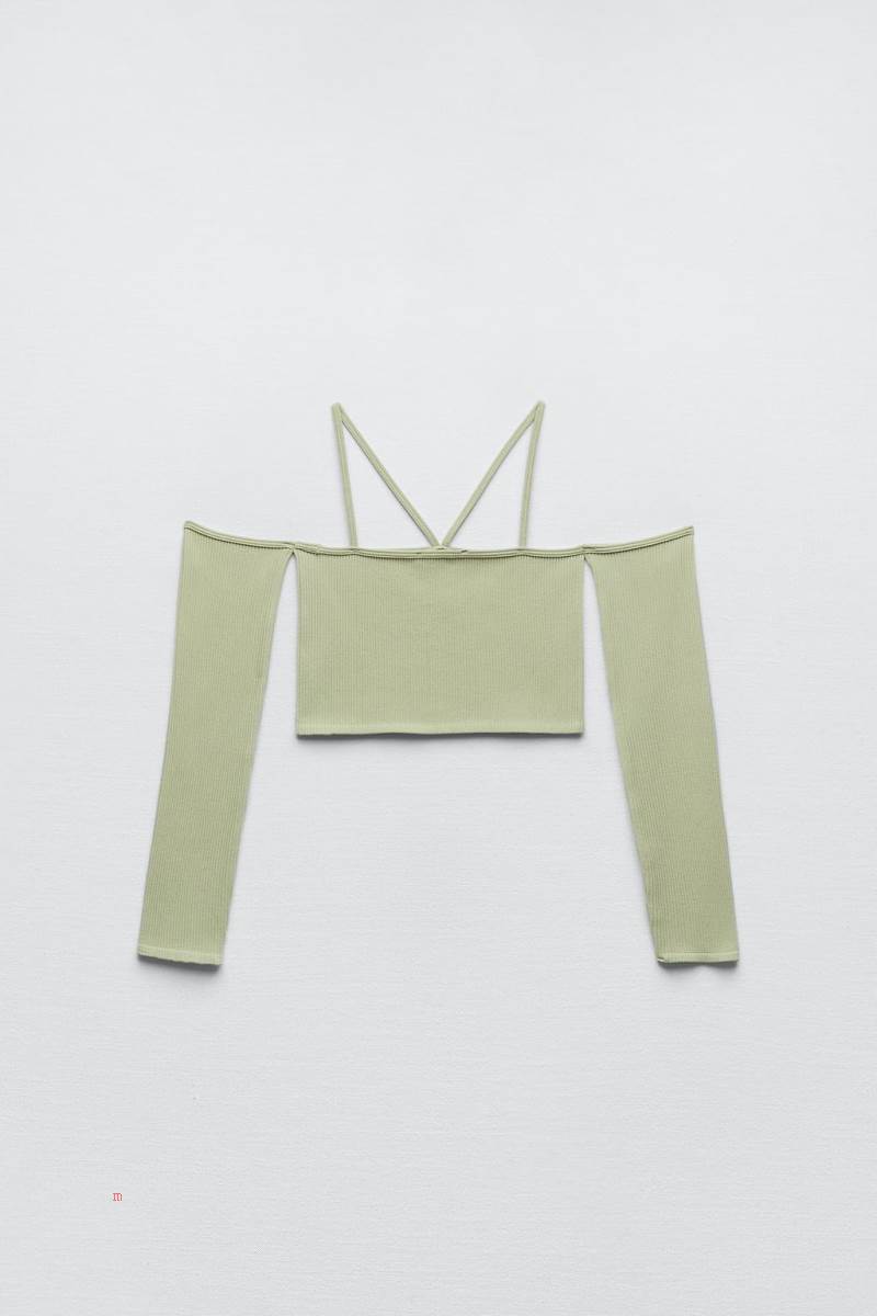 ZARA SEAMLESS TOP WITH ARM WARMERS Crop Top Dam Ljuskhaki | DMZJQ-3012