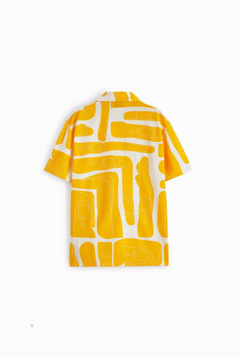 ZARA SEBASTIAN CURI GRAPHIC Skjorta Herr Gula | HGYQD-4572
