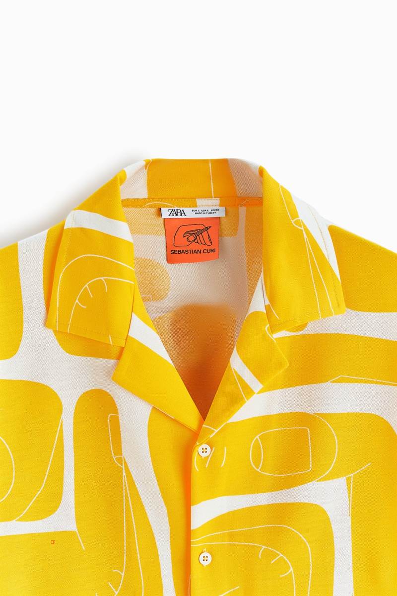 ZARA SEBASTIAN CURI GRAPHIC Skjorta Herr Gula | HGYQD-4572