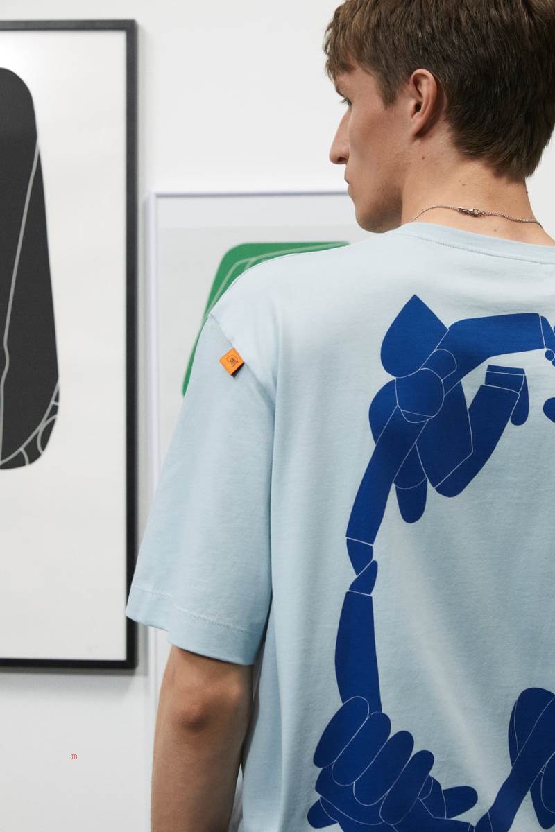 ZARA SEBASTIAN CURI GRAPHIC T-shirt Herr Blå | FPJEM-6317