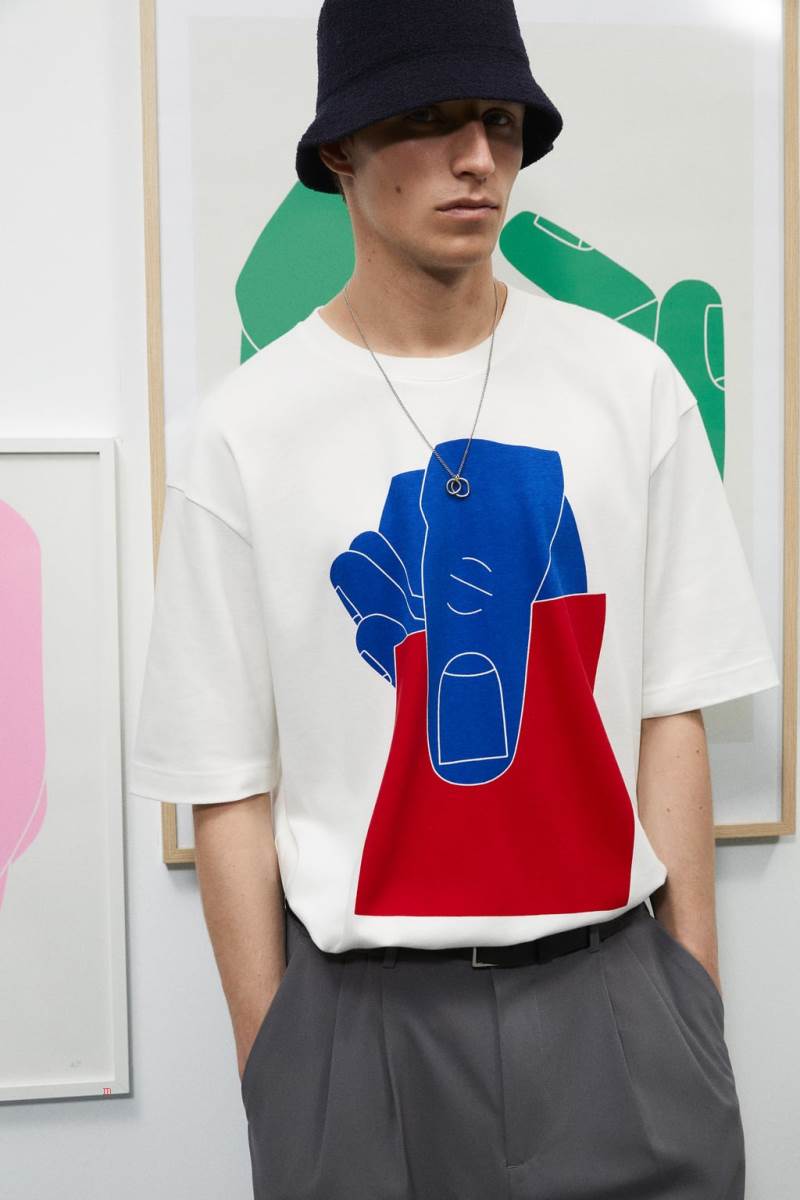 ZARA SEBASTIAN CURI GRAPHIC T-shirt Herr Vita | GZPOC-7834