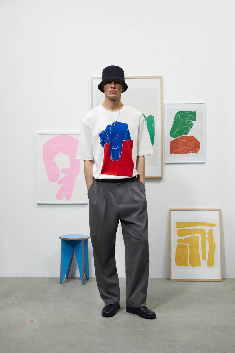 ZARA SEBASTIAN CURI GRAPHIC T-shirt Herr Vita | GZPOC-7834