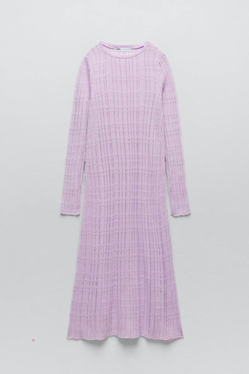 ZARA SEMI-SHEER KNIT TUNIC Klänning Dam Ljuslila | GUWQP-6875