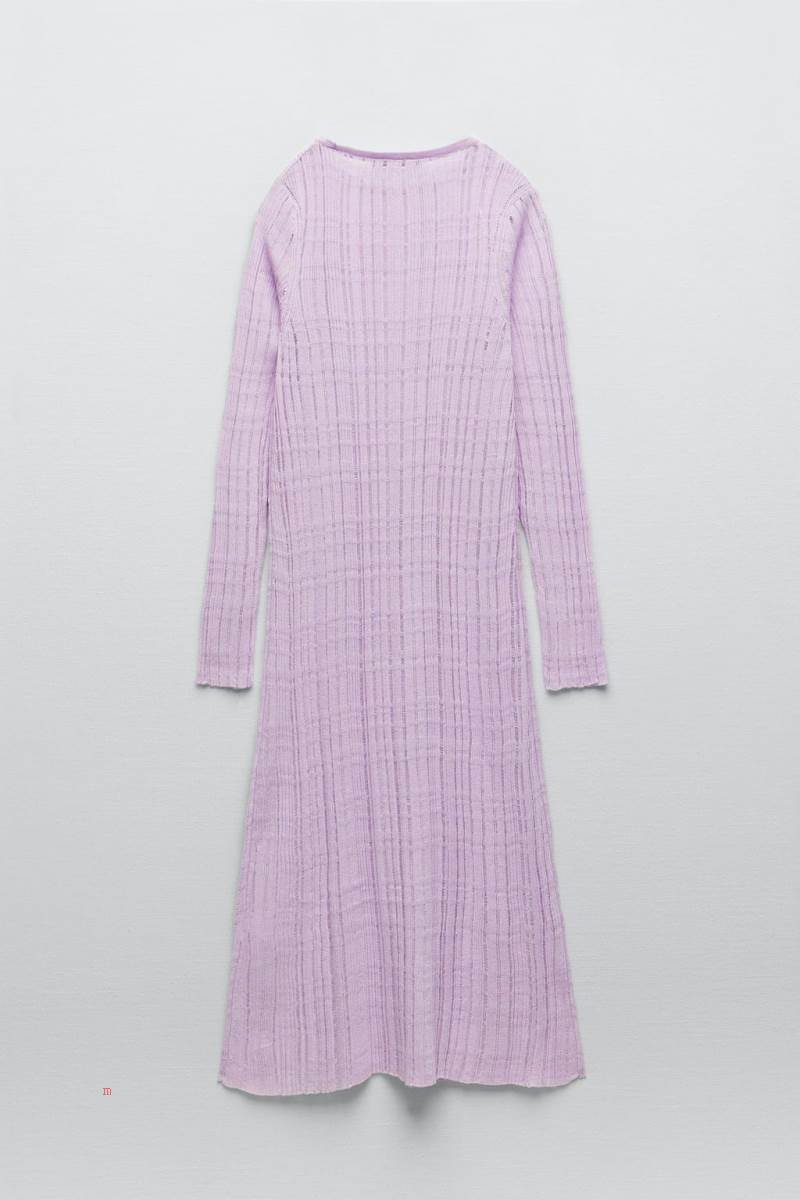 ZARA SEMI-SHEER KNIT TUNIC Klänning Dam Ljuslila | GUWQP-6875