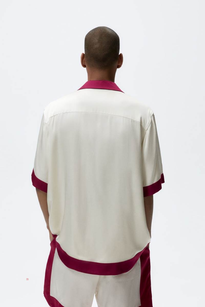 ZARA SET X THE STANDARD Skjorta Herr Rosa Vita | DKREZ-5160