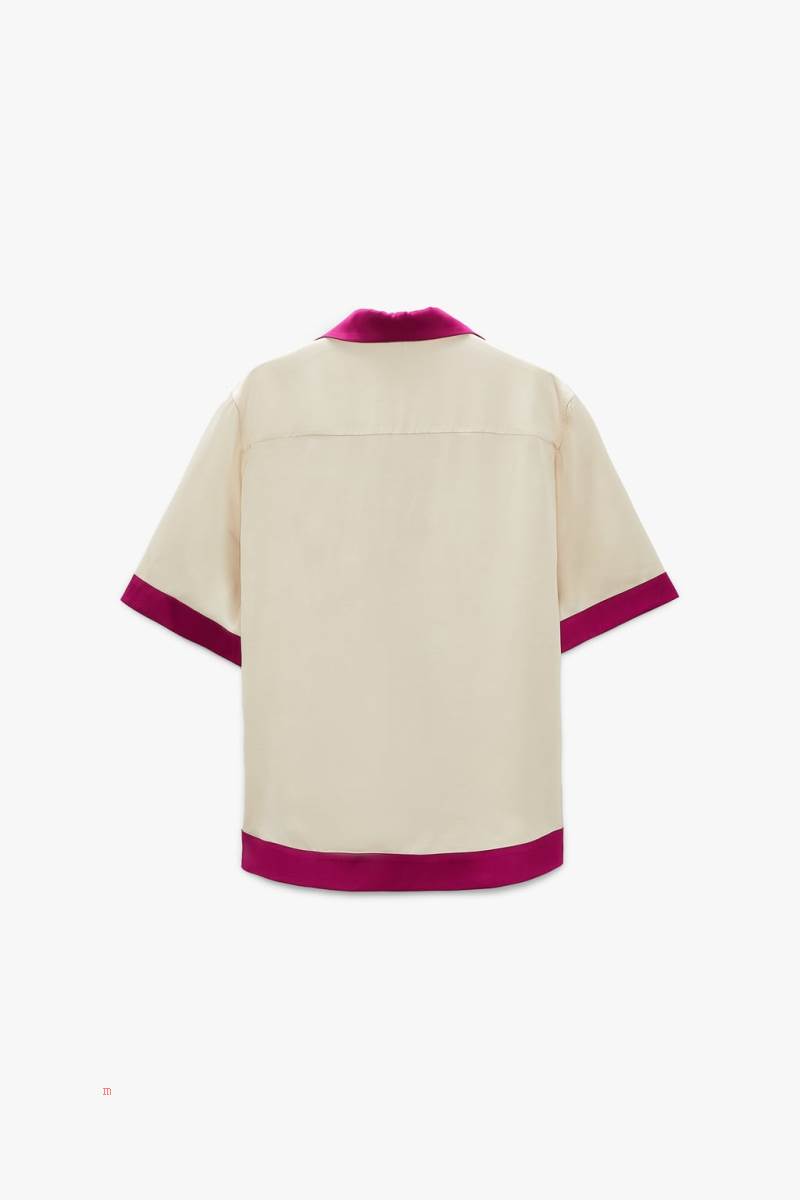 ZARA SET X THE STANDARD Skjorta Herr Rosa Vita | DKREZ-5160
